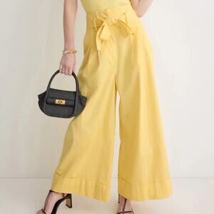 Adam Lippes Tie Waist Wide Leg Pants Yellow Size 8